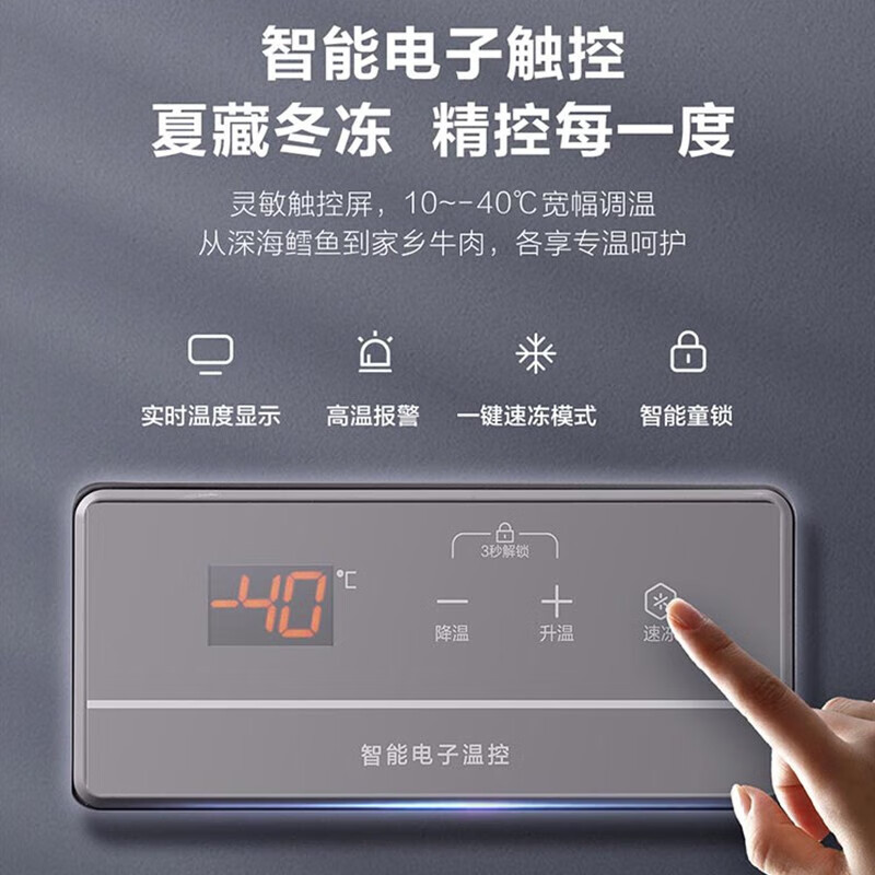 [无需除霜]海尔冰柜家用小型冷柜无需除霜一级能效冷藏冷冻转换保鲜柜速冻柜节能小冰箱 100升-40℃电脑控温钢板内胆