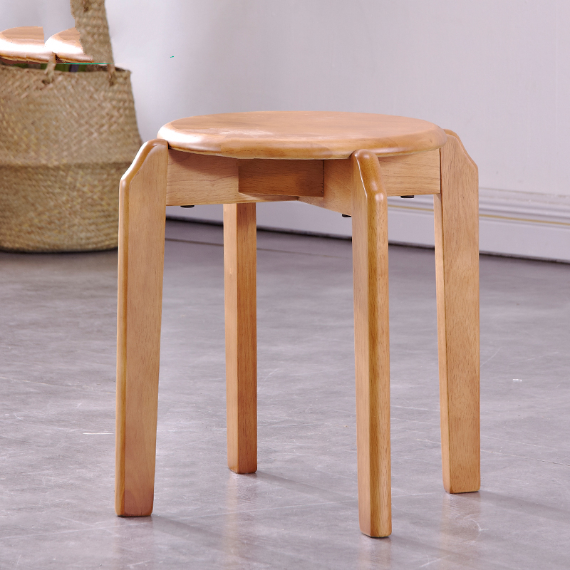闪电客慕尧佳家具可叠放纯实木圆凳子小户型家用餐椅简约全实木小餐