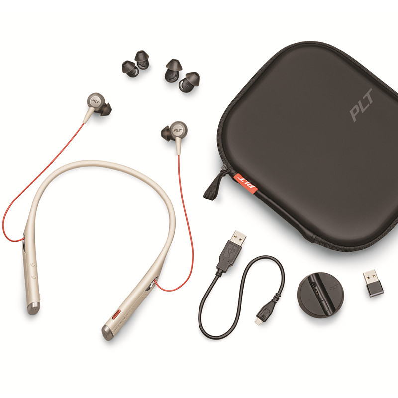 缤特力(Plantronics)6200UC无线入耳颈挂式立体声蓝牙耳机耳麦/人工智能/主动降噪/米白