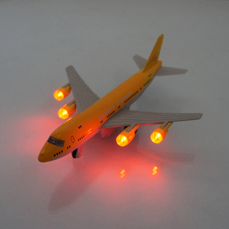 彩珀美国空军一号客机仿真合金模型飞机回力小孩儿童玩具战机模型黄色