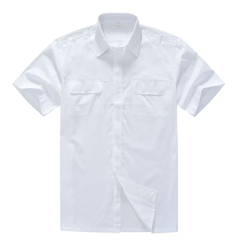 健訫奕天白色工作服衬衫制服工装衬衣 短袖TH886件高清大图