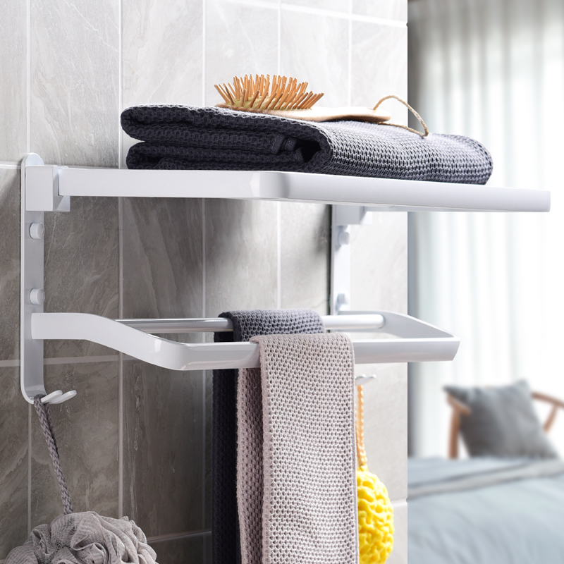 北欧现代简约白色卫生间置物架壁闪电客挂毛巾架浴巾架卫浴五金挂件