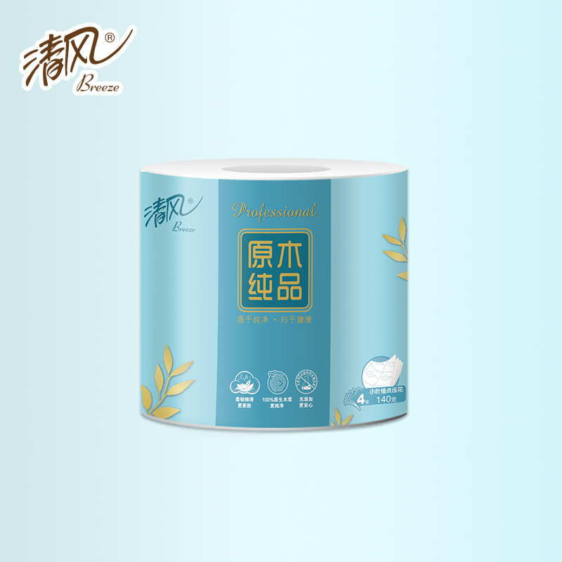 清风原木纯品小叶细点压花140g*24卷筒卫生纸整箱高清大图