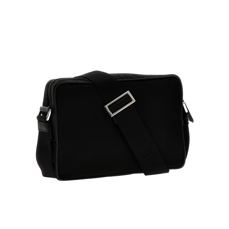 普拉达(PRADA)多功能织物皮革拼接连帽单肩包商务休闲通勤旅行实高清大图