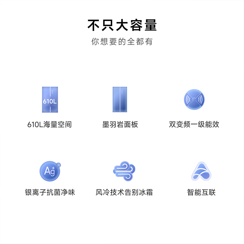 小米米家冰箱610L对开门双开门风冷无霜一级变频银离子抗菌净味大容量家用以旧换新BCD-610WMSA高清大图