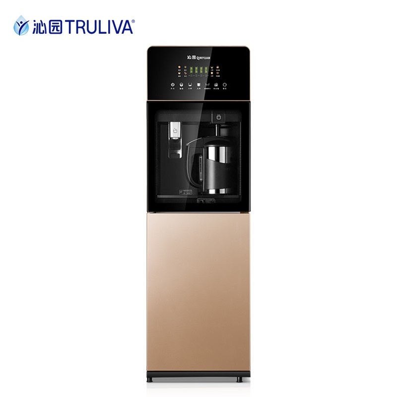 沁园(TRULIVA)饮水机 家用立式超滤净水器净饮机净水机 矿物质水温热型金色 企业价团购精美设计