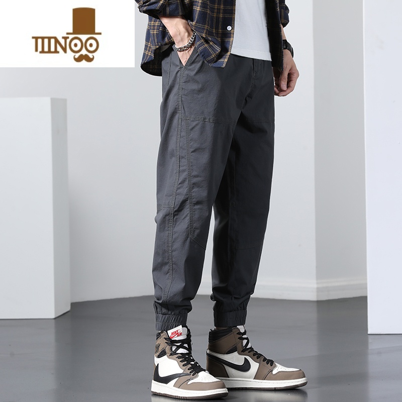 YANXU工装裤男士2023夏季薄款高端运动大码休闲九分潮牌束脚长裤子高清大图