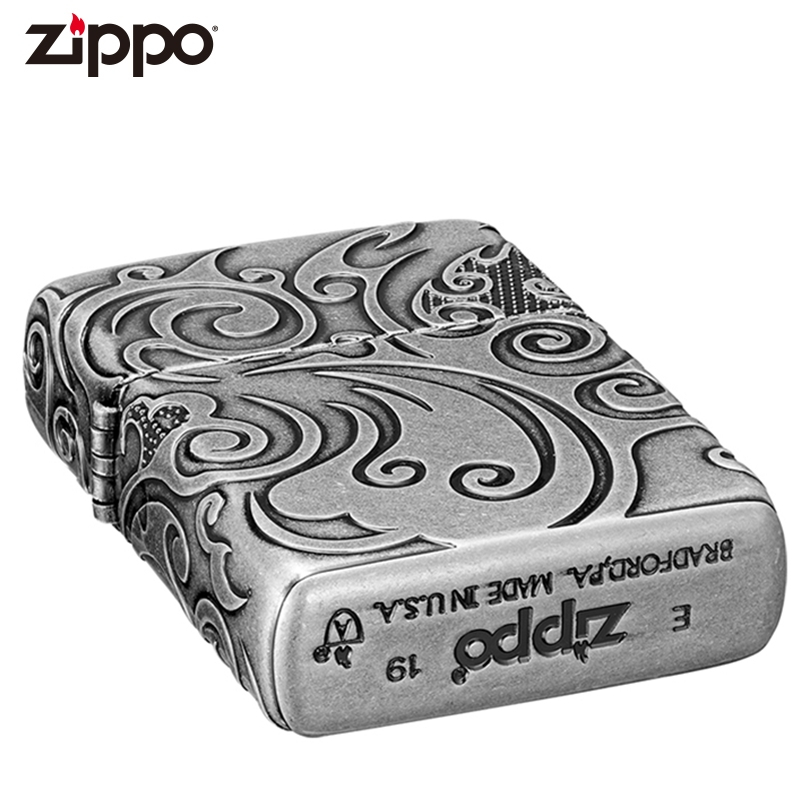 苏宁自营正版男士盔甲机古银淬火流云燃油防风zippo火机送男友芝宝