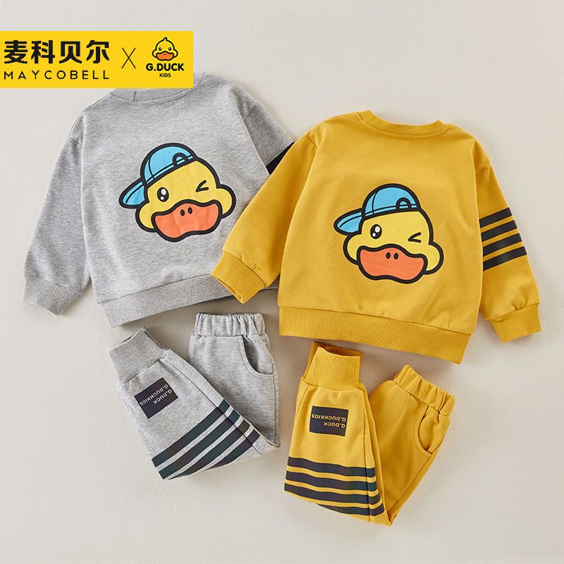 麦科贝尔小黄鸭联名款童装男女童春季新款洋气中小童儿童休闲套装