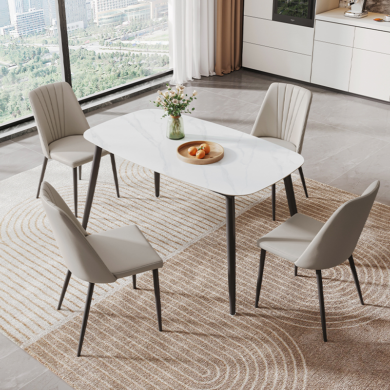 (cheers)芝华仕现代极简岩板餐桌简约小户型长方形桌椅组合pt080