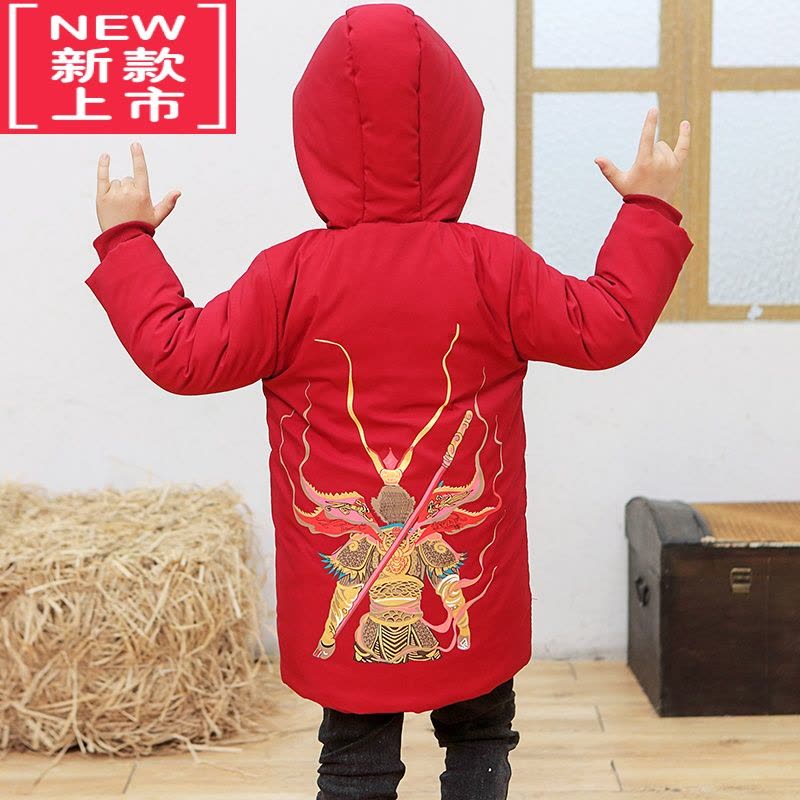 可莉允男童冬季中长款红色棉袄中国风唐装汉服6新年拜年服7儿童加厚棉服图片