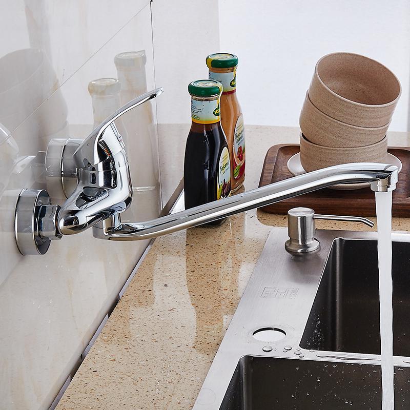 铜水龙头入墙式单把厨房可旋转龙头冷热水墙出水暗装菜盆洗衣池