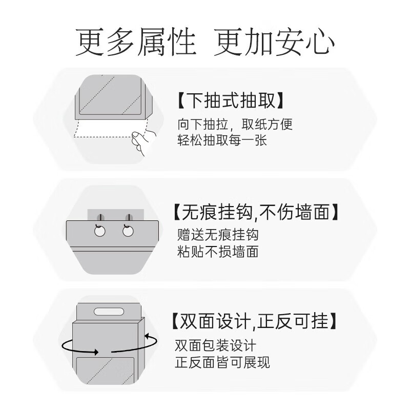 植护挂式抽纸整箱批餐巾纸家用实惠装气垫擦手纸厕纸卫生纸巾 2提装[悦色蓝]-1挂钩高清大图