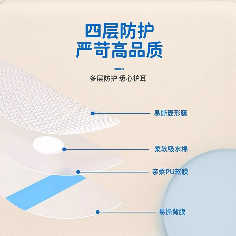 海氏海诺 30贴装儿童宝宝洗头洗澡游泳透明贴透气护耳透明PU膜防水耳贴高清大图