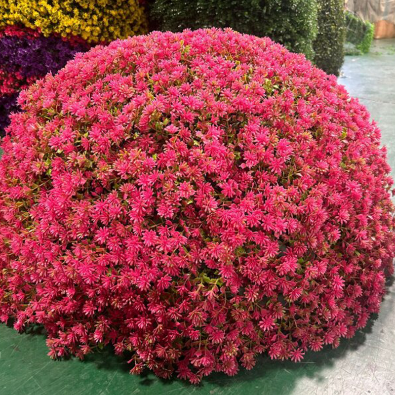 iChoice 户外绿植井盖遮挡装饰品绿植球仿真绿植草球 粉色80厘米钢筋绿植佛家草球半圆状