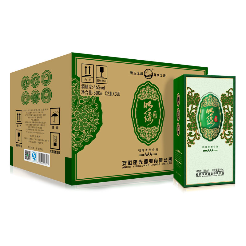 明光明绿系列明绿御酒3a明绿香型白酒46度500ml整箱4瓶参数