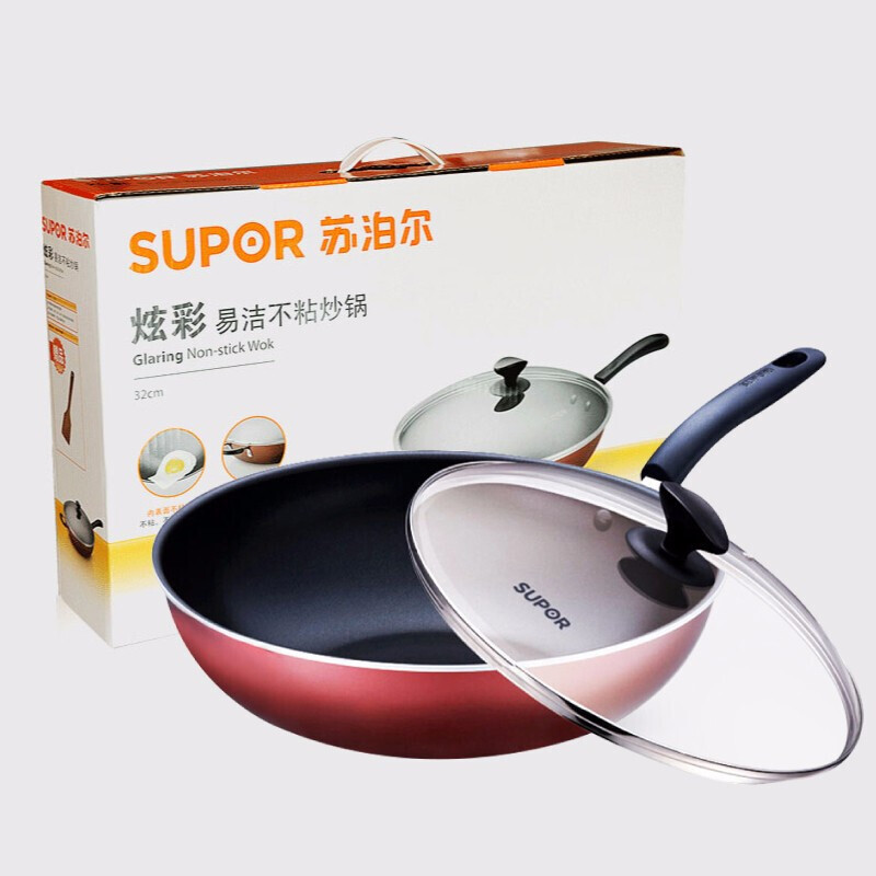 苏泊尔(SUPOR)炫彩易洁家用不粘锅炒锅炒菜锅PC30S3燃气灶明火专用 30cm