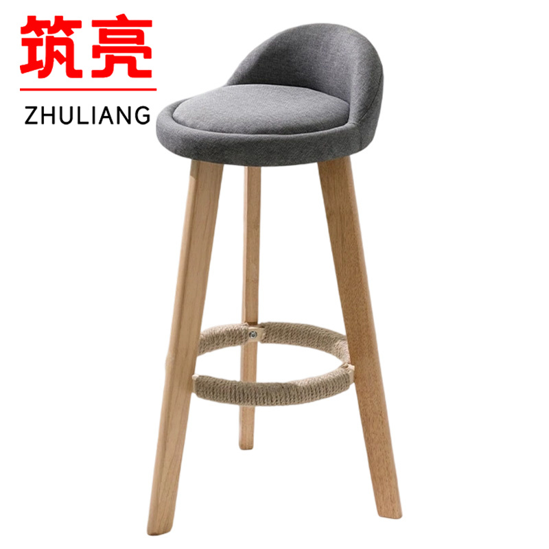 筑亮 实木高脚凳高清大图