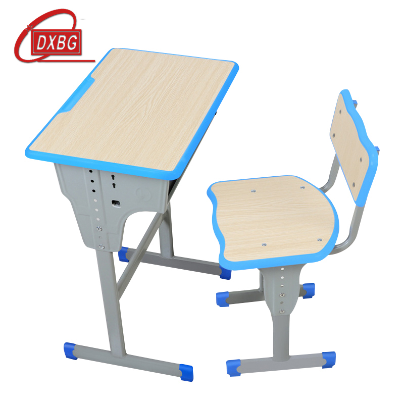 DXBG学生课桌椅儿童学习桌单人培训辅导补习班升降课桌椅学校写字课桌【工厂现做 7天内发货】 单柱单人靠背白象色