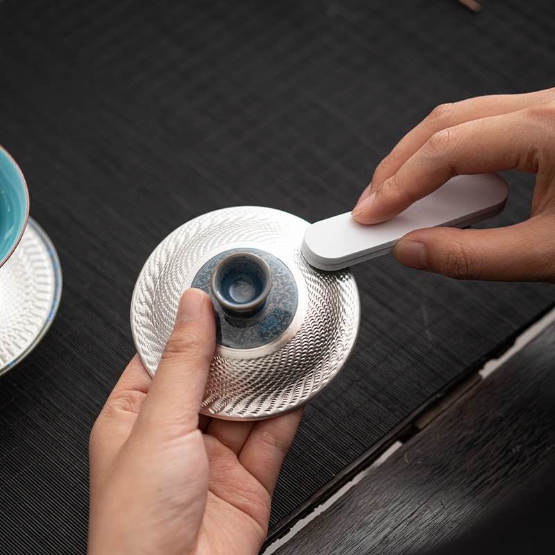 苏氏陶瓷(SUSHI CERAMICS)国礼蓝黛鎏银美人壶盖碗大套装功夫茶具非遗大师郑文强作品