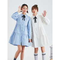 唐狮春季新款学院风长袖连衣裙女学生a字衬衫娃娃裙送领结