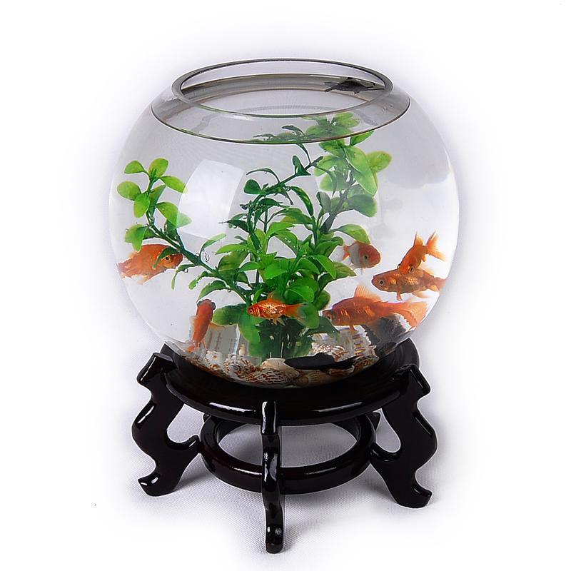 透明圆形玻璃鱼缸水培绿萝玻璃大花瓶水族工艺品摆件客厅装饰品 25