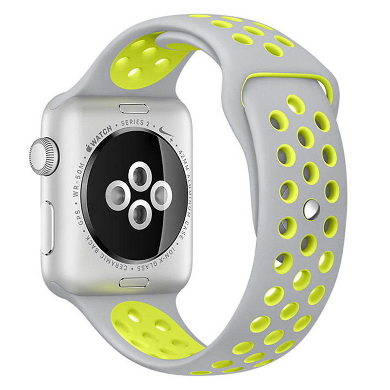 苹果 (Apple)iWatch Series2 Nike+ 智能手表 测心率防水手表 Nike+银配荧光黄色 42mm
