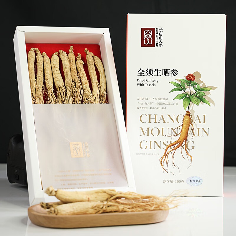 长白山人参 全须生晒参 100g(80)/盒高清大图