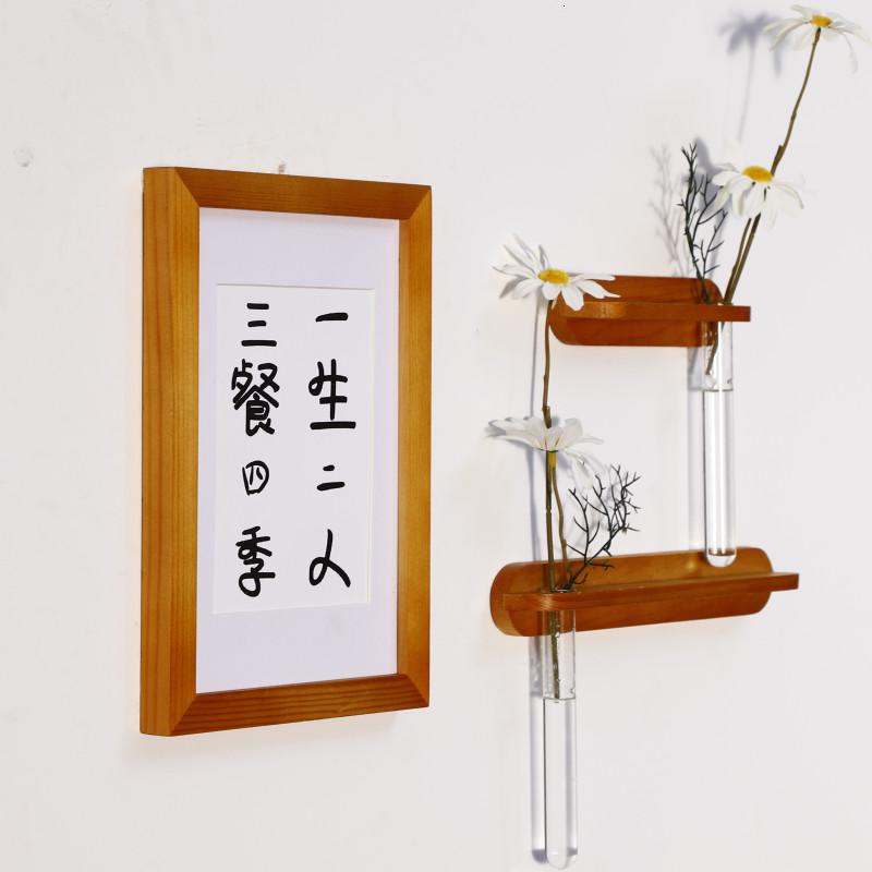 墙上壁饰北欧墙壁装饰实木挂件创意民宿店铺软装卧室餐厅简约文艺 三维工匠 (烧色带瓶)送荷兰菊仿真花送四张文字卡高清大图
