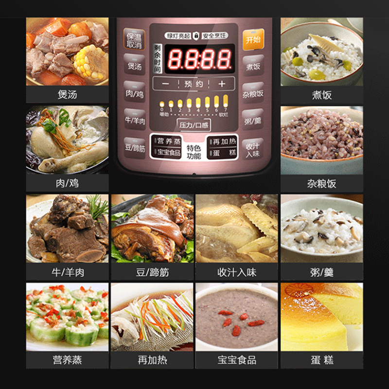 美的(Midea)电压力锅双胆24小时智能预约电饭锅 5升家用高压锅 双胆电高压锅MY-YL50Simple101