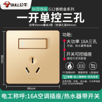 公牛开关插座86型暗装- 一开16A空调 G12香槟金