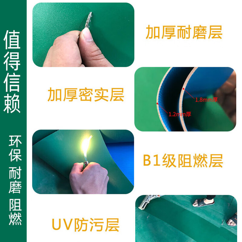 京旺润 pvc塑胶地板革地垫商用耐磨地板胶 墨绿色 1平方米高清大图