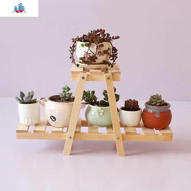 实木桌面迷你多肉小植物花架子办公室阳台多层植物收纳架盆栽架子 泰