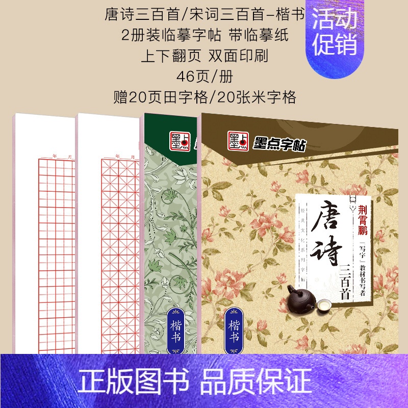 唐诗宋词楷书+田字格+米字格 [正版]字帖练字大学生楷书正楷楷行双体楷体练字帖初中高中生唐诗宋词古诗词练字贴小学生写字帖高清大图