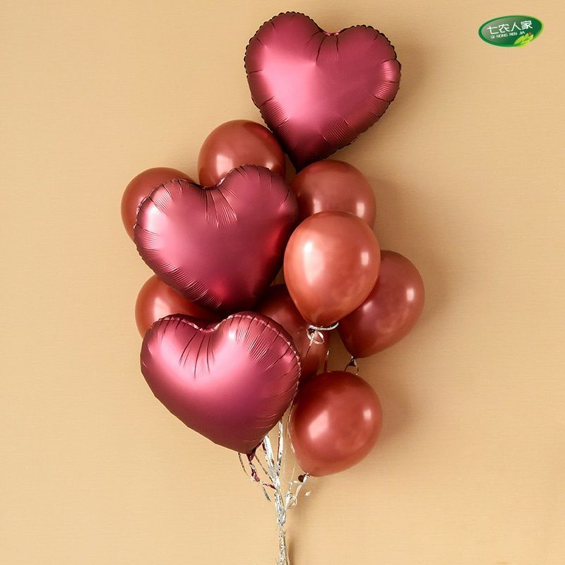 图书>期刊/杂志>男士>图书其它>18寸金属酒红心气球束铝膜球可以飘
