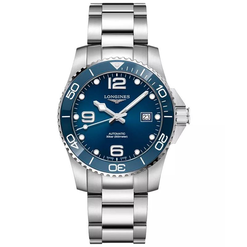 浪琴(LONGINES)男士瑞士自动机械潜水腕表不锈钢陶瓷41mm防水300米蓝盘
