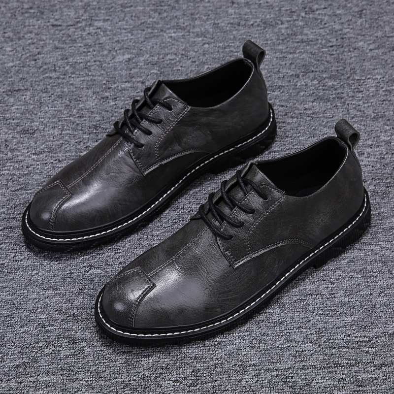 春秋季男士软底商务黑色皮鞋英伦风低帮马丁鞋韩版潮流休闲鞋