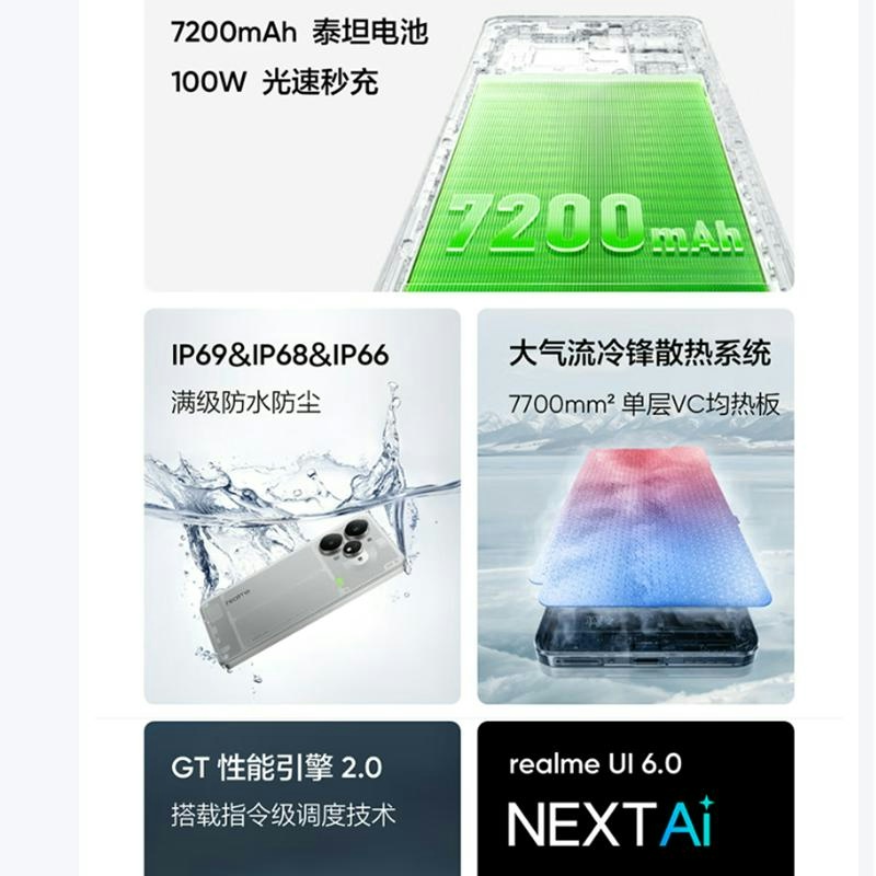 [全新]真我Neo7 Turbo 透明黑 12GB+256GB 天玑9400e 144Hz刷新大屏 100W 7200m高清大图