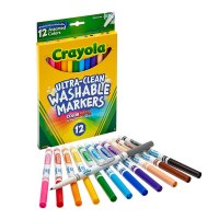 绘儿乐crayola 水彩笔可水洗12色彩色细头绘画笔儿童安全58-7813