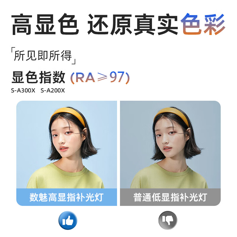 数魅名匠300W双色温直播间补光灯摄影美颜灯室内视频影视灯专业设备全套 单灯(APP版)双色温 A300X高清大图