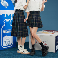 早春新款闺蜜半身裙女唐狮学院风格子裙高腰a字半身裙中长款