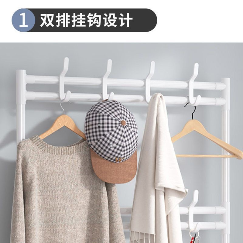家时光落地衣架批发简易衣帽架挂衣架宿舍家用防尘收纳鞋架多层置物架