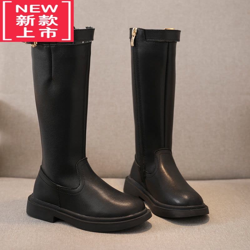 可莉允女童靴子秋冬款加绒长筒靴中大童皮靴高筒时尚棉靴儿童长靴图片