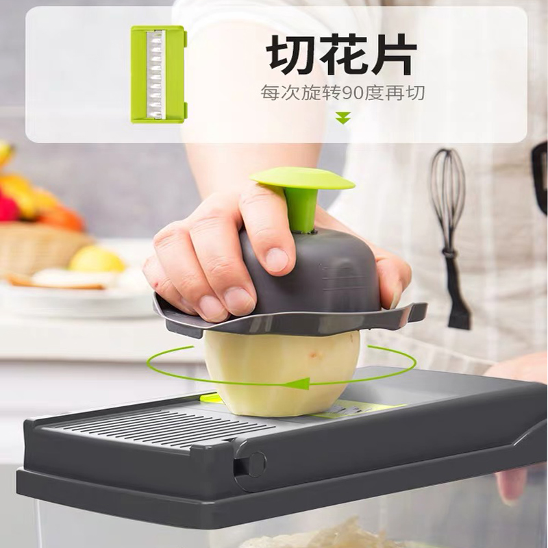 美之扣多功能切菜器 多功能切丁神器厨房商用切片切块切条切丝擦丝器刨丝器切菜神器 MQ8高清大图