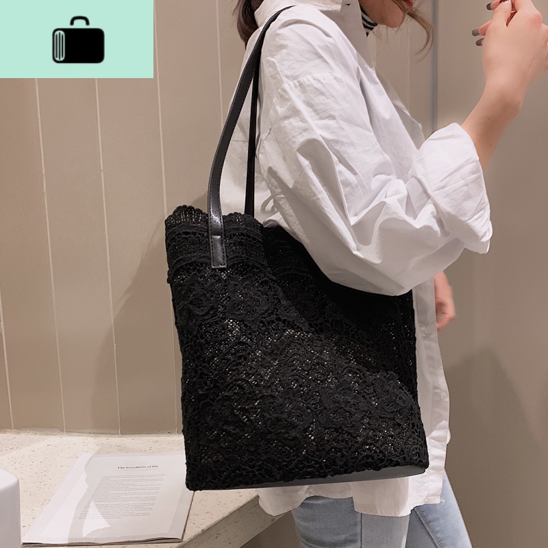 高级感洋气少女蕾丝手提大包包女2020新款潮时尚大容量气质单肩包NEW LAKE女士单肩包高清大图