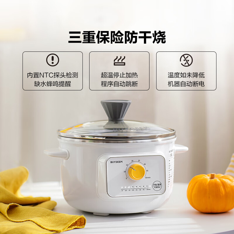 【内蒙地区可发】Q0ZG31000001北鼎ZG31/电煮锅1L 雪地白