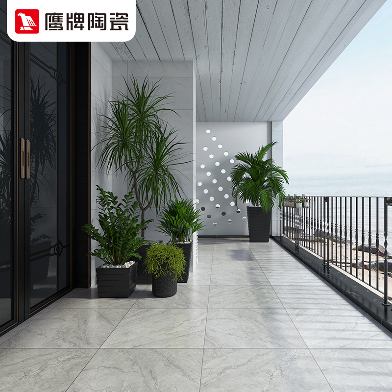 鹰牌陶瓷灰色瓷砖客厅地板砖瓷质哑光面仿古砖600600银鼎石