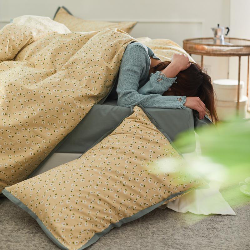 美帮汇全棉四件套田园风小碎花全棉被套床单人小清新宿舍三件套床上用品高清大图