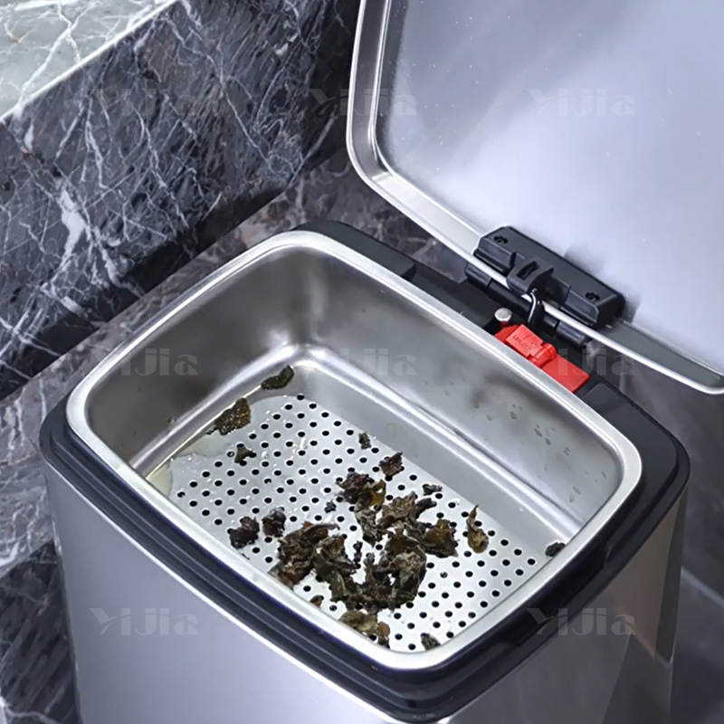 翌嘉YJ4123020 茶水间茶渣桶滤茶桶不锈钢茶水桶茶叶废水桶 脚踏款 黑色 8L 237*245*372高清大图