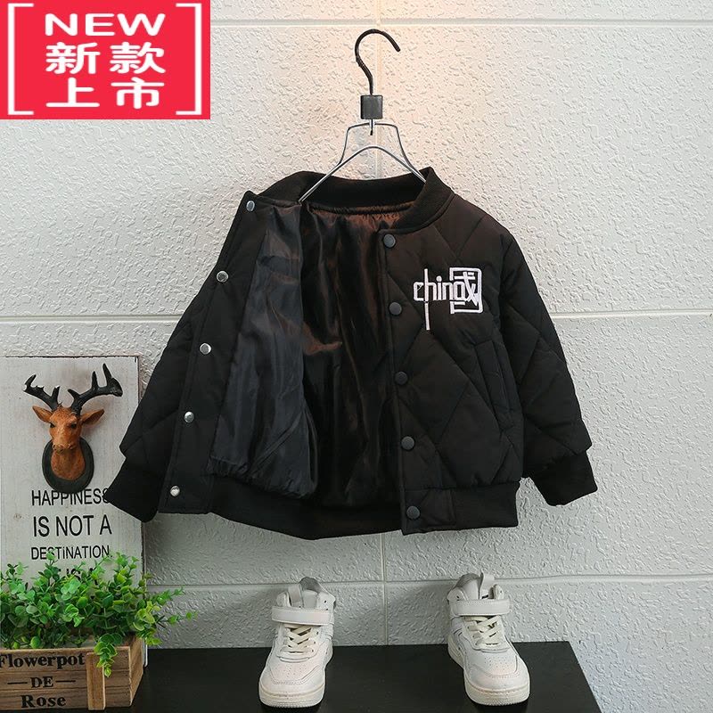 可莉允儿童男童加厚外套2022新款秋冬季加绒棒球服棉衣宝宝冬装夹棉上衣棉服图片